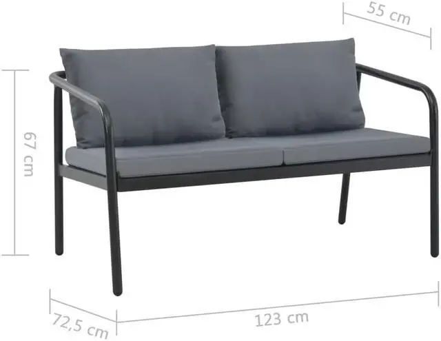 Alt view image 7 of 14 - vidaXL 2 Seater Sofa Couch with Cushions Patio Wicker Love Seat Aluminum Gray