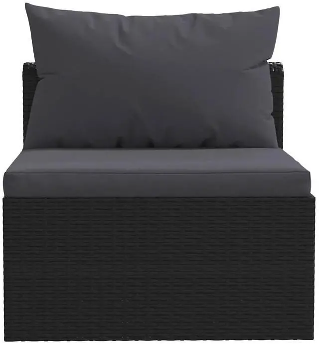 Alt view image 10 of 10 - vidaXL 3 Piece Garden Sofa Set with Cushions Poly Rattan Black