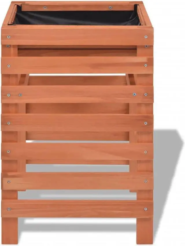 Alt view image 3 of 11 - vidaXL Planter Raised Flower Bed with Lining Patio Plant Box Solid Fir Wood
