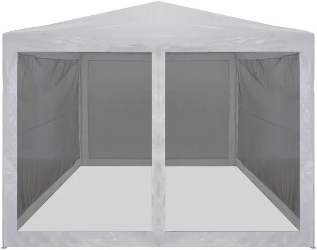 Alt view image 2 of 10 - vidaXL Party Tent Outdoor Canopy Tent Gazebo with Mesh Sidewalls White and Black