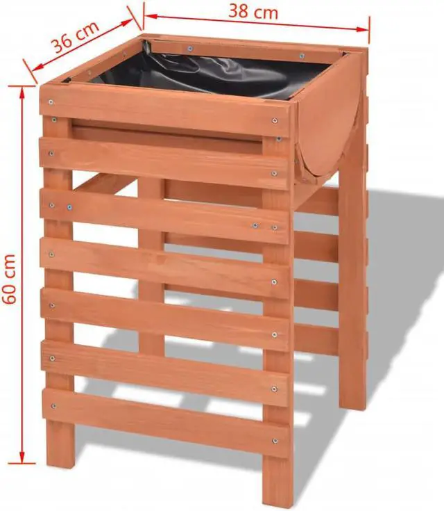Alt view image 5 of 11 - vidaXL Planter Raised Flower Bed with Lining Patio Plant Box Solid Fir Wood
