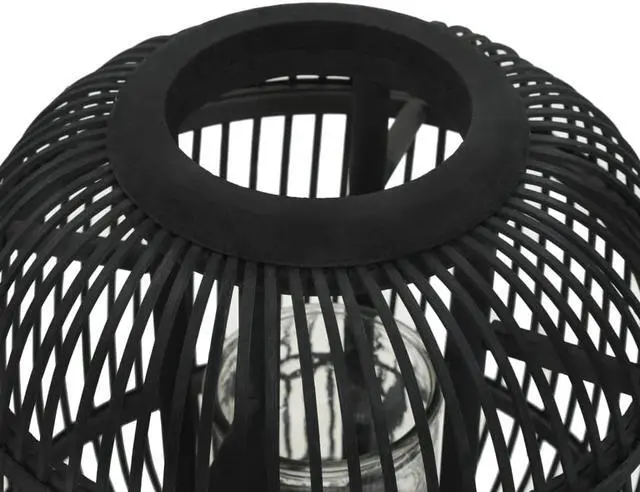 Alt view image 2 of 10 - vidaXL Candle Holder Stand with Glass Jar Freestanding Lantern Bamboo Black