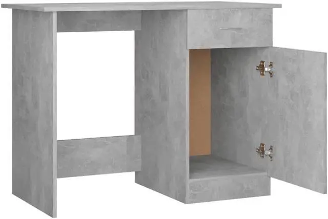 Alt view image 6 of 12 - vidaXL Desk Storage Concrete Gray Engineered Wood Writing Table Furniture