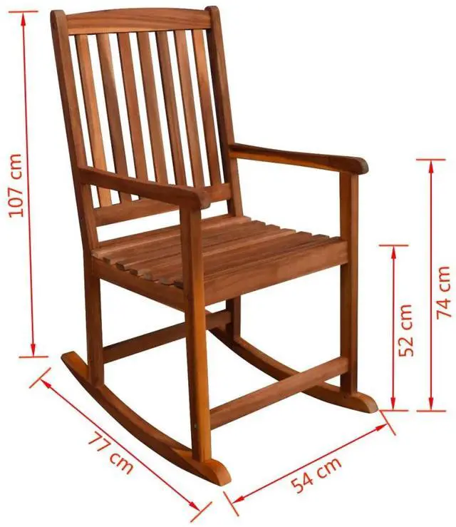 Alt view image 12 of 14 - vidaXL Outdoor Rocking Chair Acacia Wood