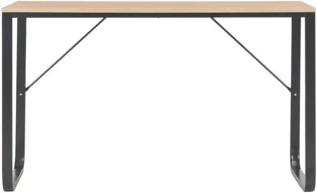 Alt view image 10 of 14 - vidaXL Computer Desk Home Office Table Writing Desk with Frame Black and Oak