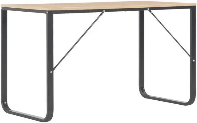 Alt view image 11 of 14 - vidaXL Computer Desk Home Office Table Writing Desk with Frame Black and Oak