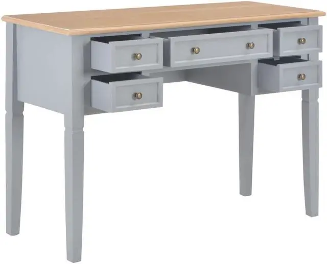 Alt view image 15 of 20 - vidaXL Writing Desk Computer Desk Laptop Table Home Workstation Gray Wood