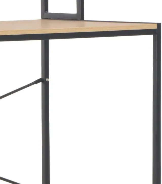 Alt view image 18 of 18 - vidaXL Computer Desk Home Office Table Desk with Metal Frame Black and Oak