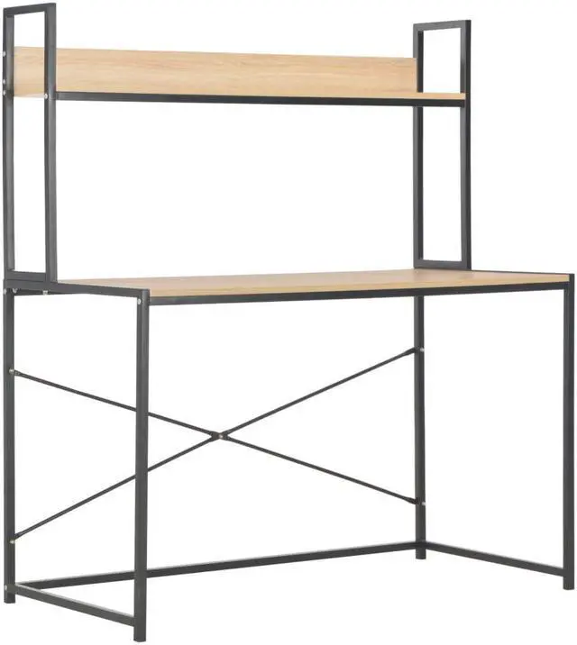 Alt view image 13 of 18 - vidaXL Computer Desk Home Office Table Desk with Metal Frame Black and Oak