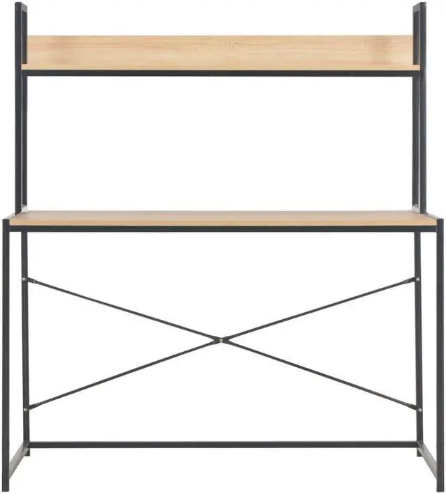 Alt view image 14 of 18 - vidaXL Computer Desk Home Office Table Desk with Metal Frame Black and Oak