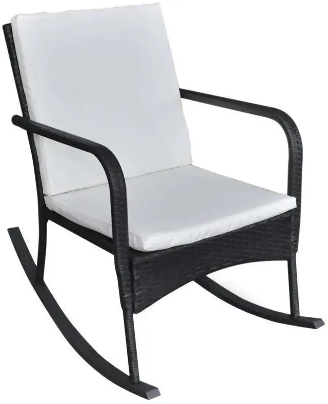 Alt view image 9 of 10 - vidaXL Outdoor Rocking Chair Black Poly Rattan