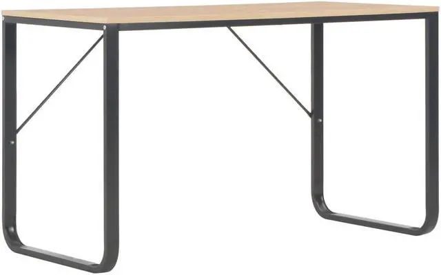 Alt view image 9 of 14 - vidaXL Computer Desk Home Office Table Writing Desk with Frame Black and Oak