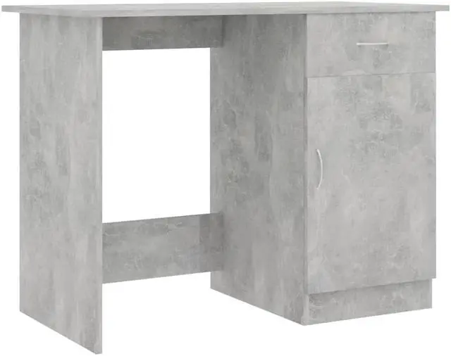Alt view image 2 of 12 - vidaXL Desk Storage Concrete Gray Engineered Wood Writing Table Furniture