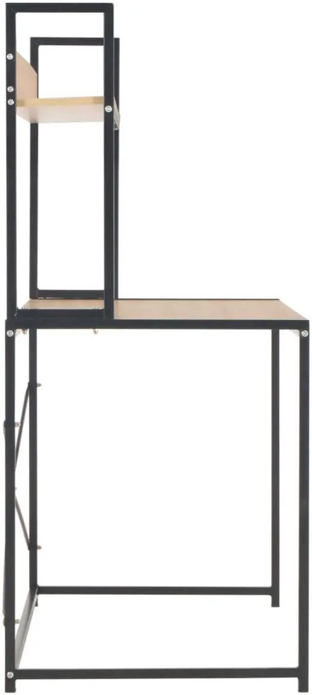 Alt view image 16 of 18 - vidaXL Computer Desk Home Office Table Desk with Metal Frame Black and Oak