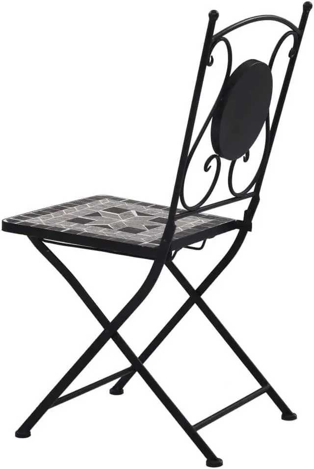 Alt view image 4 of 11 - vidaXL Folding Bistro Chairs 2 Pcs Folding Mosaic Bistro Outdoor Chair Gray