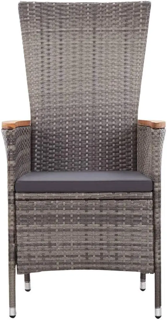 Alt view image 11 of 13 - vidaXL Patio Chairs 2 Pcs Patio Dining Chair with Cushions Poly Rattan Gray
