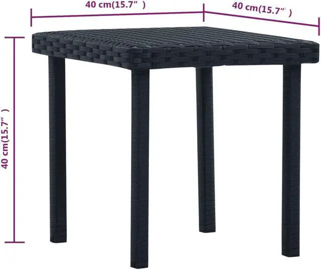 Alt view image 4 of 10 - vidaXL Patio Table Outdoor Side Table PE Rattan Patio Garden Furniture Black