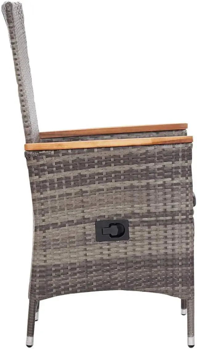 Alt view image 5 of 13 - vidaXL Patio Chairs 2 Pcs Patio Dining Chair with Cushions Poly Rattan Gray