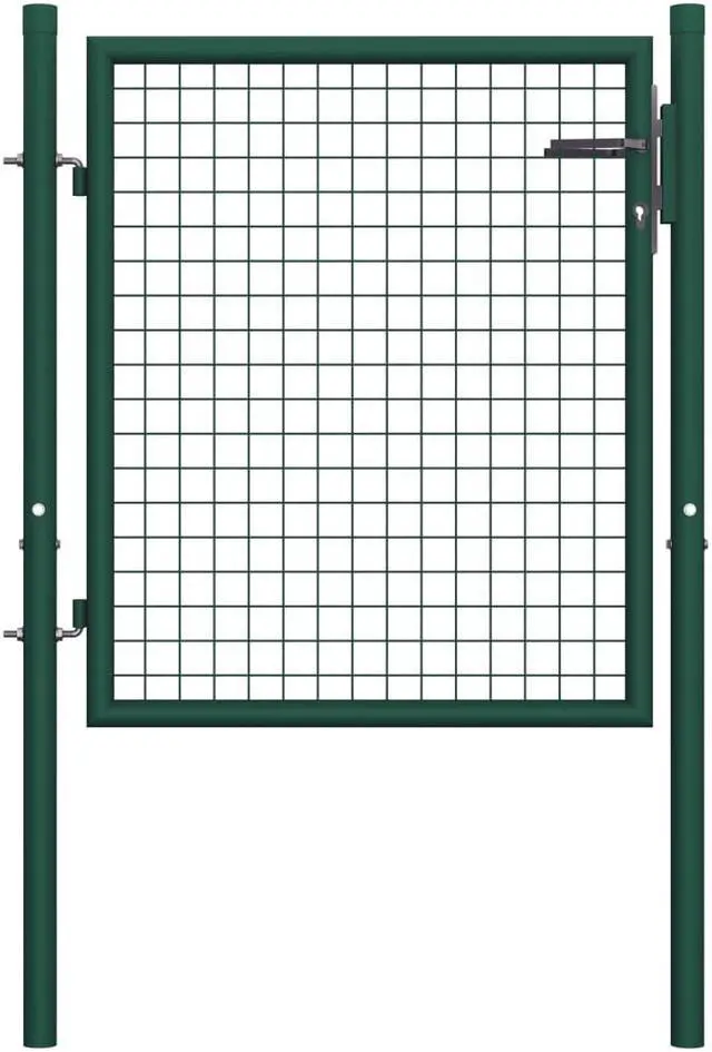 Main image of vidaXL Fence Gate Steel 29.5" Green Outdoor Backyard Privacy Border Enclosure