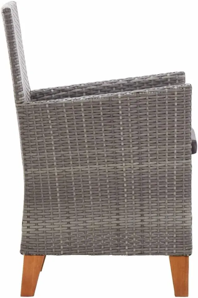Alt view image 4 of 11 - vidaXL Patio Chairs 2 Pcs Patio Dining Chair with Cushions Poly Rattan Gray