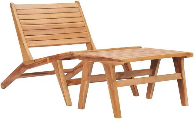 Main image of vidaXL Patio Chair Patio Chaise Lounge Chair with Footrest Solid Wood Teak