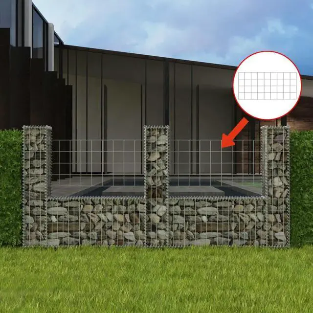 Main image of vidaXL Gabion Basket U-Shape Steel 94.5" Garden Barrier Wire Fence Wall Box
