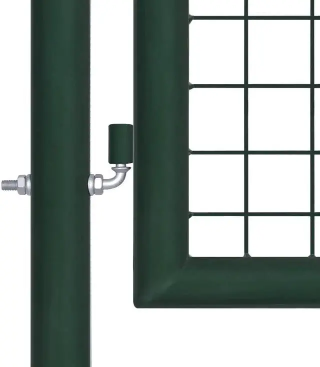 Alt view image 3 of 9 - vidaXL Fence Gate Steel 29.5" Green Outdoor Backyard Privacy Border Enclosure