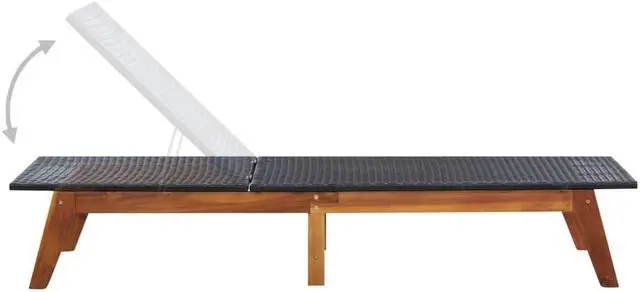 Alt view image 5 of 14 - vidaXL Patio Lounge Chair with Table and Cushion Poly Rattan Solid Acacia Wood