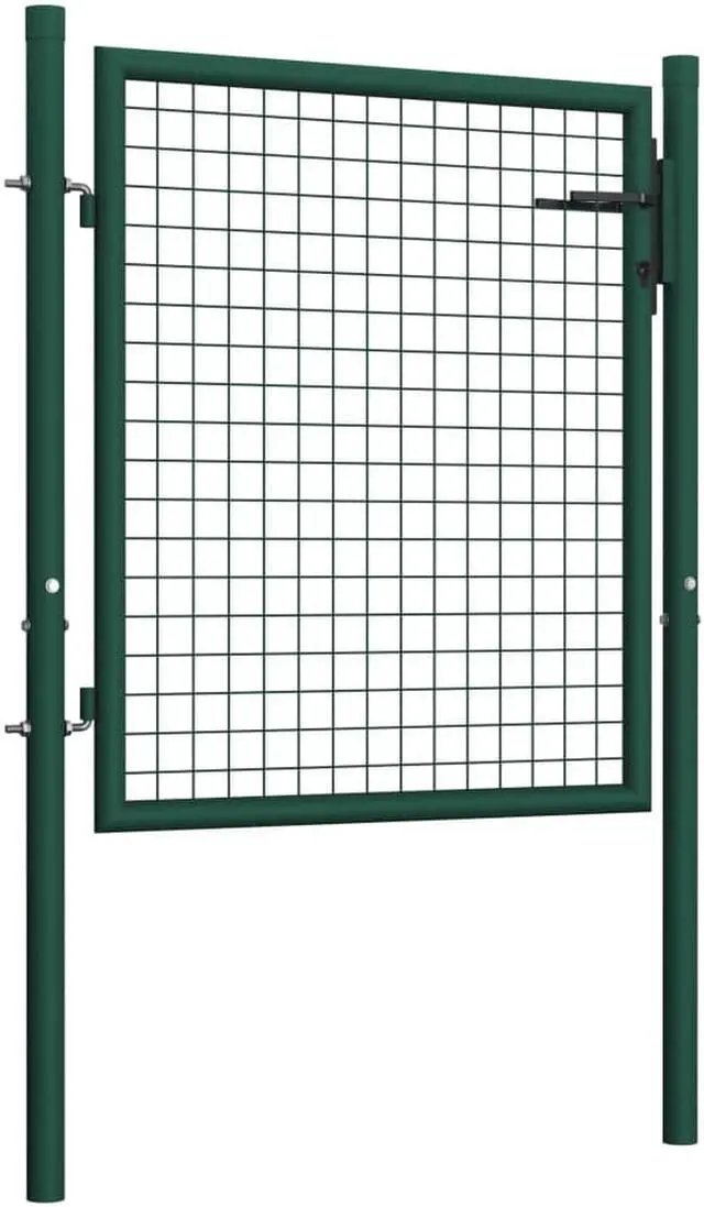Alt view image 2 of 9 - vidaXL Fence Gate Steel 29.5" Green Outdoor Backyard Privacy Border Enclosure