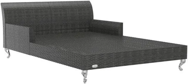 Alt view image 4 of 7 - vidaXL Daybed 2-Person Patio Garden Sun Bed with Cushions Poly Rattan Black
