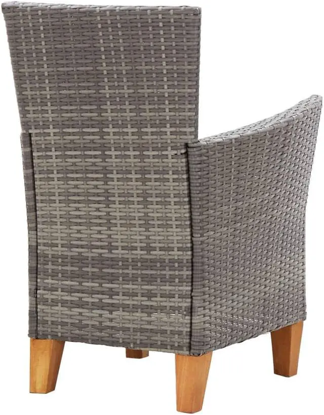 Alt view image 5 of 11 - vidaXL Patio Chairs 2 Pcs Patio Dining Chair with Cushions Poly Rattan Gray