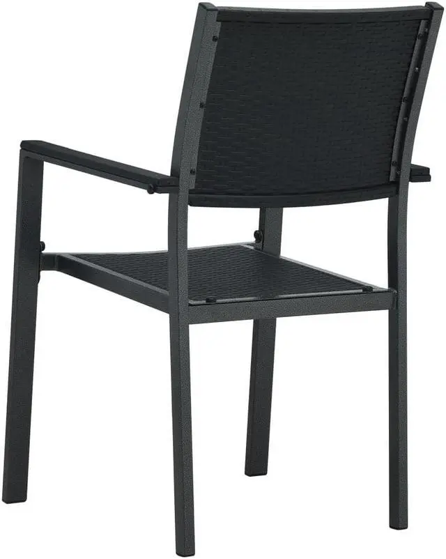 Alt view image 9 of 14 - vidaXL Garden Chairs 4 pcs Black Plastic Rattan Look
