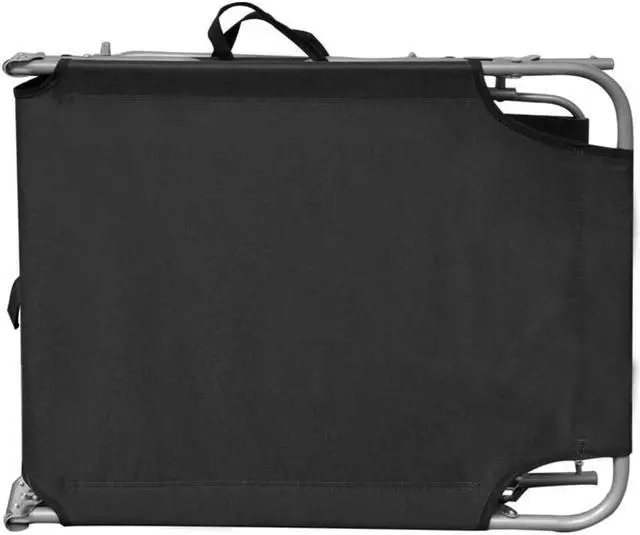 Alt view image 4 of 14 - vidaXL Sunlounger Black Powder-coated aluminum Standard Foldable