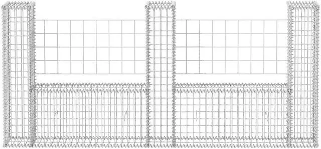 Alt view image 4 of 10 - vidaXL Gabion Basket U-Shape Steel 94.5" Garden Barrier Wire Fence Wall Box