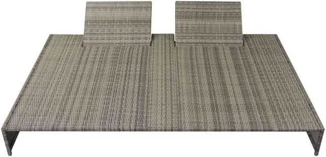 Alt view image 3 of 7 - vidaXL Double Sun Lounger Outdoor Sun Lounge Chair with Cushion Poly Rattan Gray