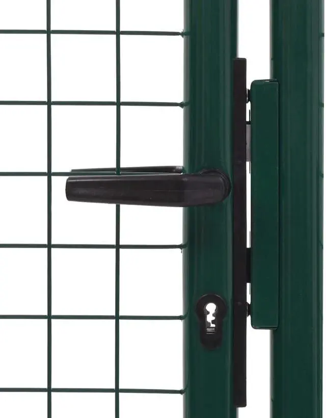 Alt view image 4 of 9 - vidaXL Fence Gate Steel 29.5" Green Outdoor Backyard Privacy Border Enclosure