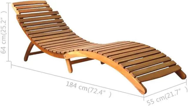 Alt view image 5 of 14 - vidaXL Patio Lounge Chair Outdoor Sunbed Folding Sunlounger Solid Acacia Wood