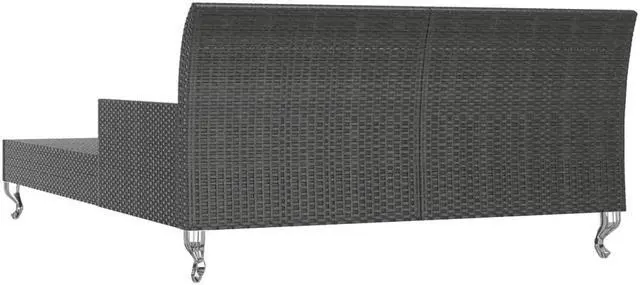 Alt view image 6 of 7 - vidaXL Daybed 2-Person Patio Garden Sun Bed with Cushions Poly Rattan Black