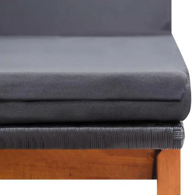 Alt view image 6 of 14 - vidaXL Patio Lounge Chair with Table and Cushion Poly Rattan Solid Acacia Wood