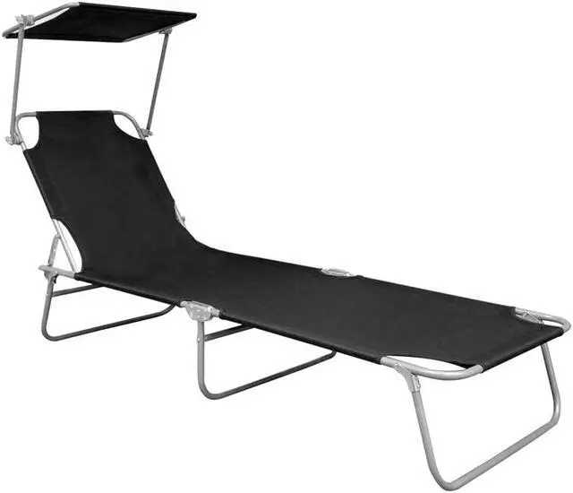 Alt view image 2 of 14 - vidaXL Sunlounger Black Powder-coated aluminum Standard Foldable