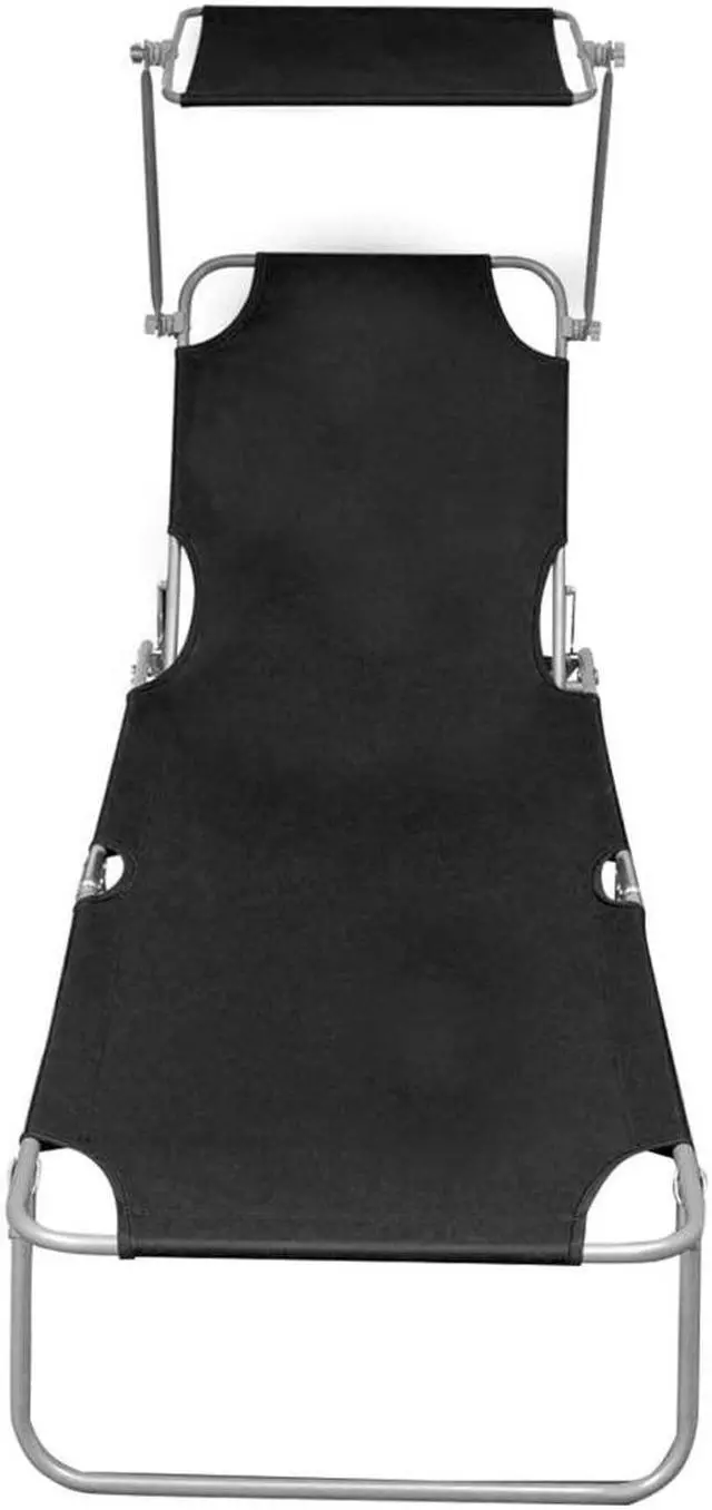 Alt view image 3 of 14 - vidaXL Sunlounger Black Powder-coated aluminum Standard Foldable
