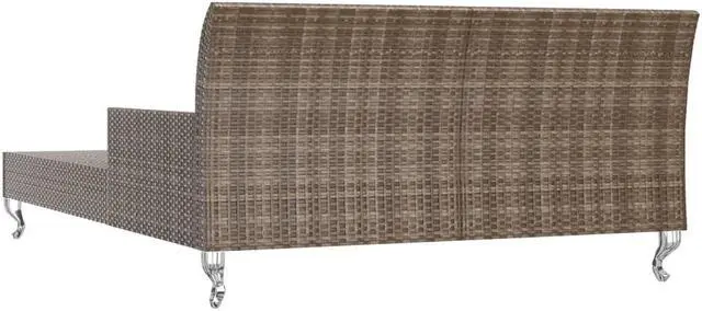 Alt view image 6 of 7 - vidaXL Daybed 2-Person Patio Garden Sun Bed with Cushions Poly Rattan Brown