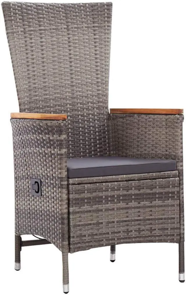 Alt view image 12 of 13 - vidaXL Patio Chairs 2 Pcs Patio Dining Chair with Cushions Poly Rattan Gray
