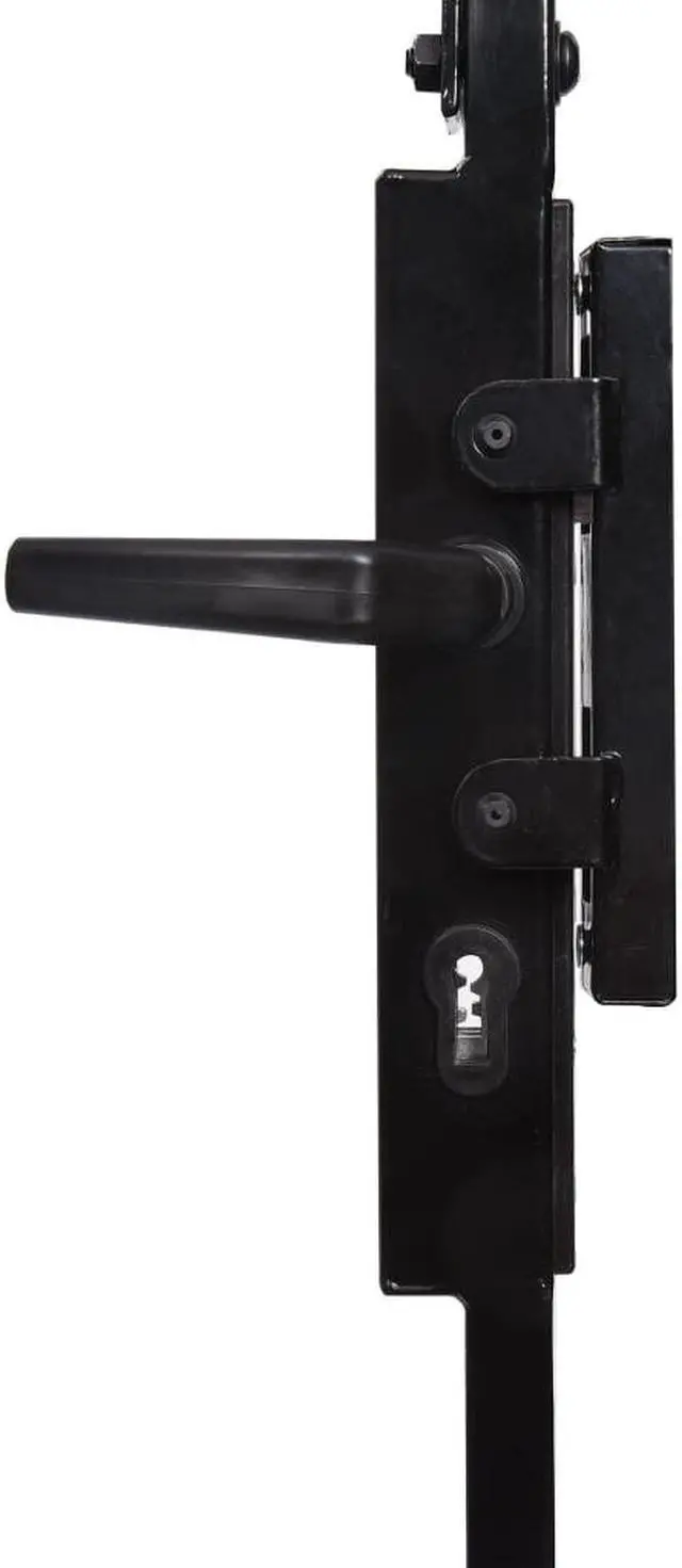 Alt view image 4 of 8 - vidaXL Fence Gate with Arched Top and 2 Posts 41.3"x80.3" Black Garden Barrier
