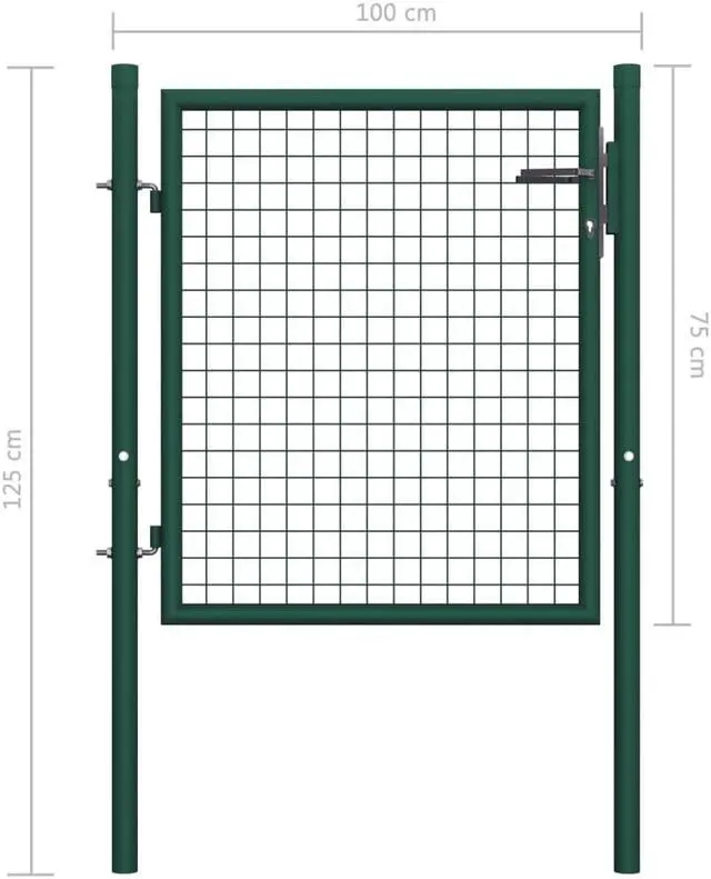 Alt view image 5 of 9 - vidaXL Fence Gate Steel 29.5" Green Outdoor Backyard Privacy Border Enclosure