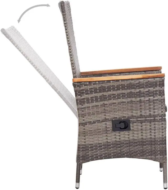 Alt view image 6 of 13 - vidaXL Patio Chairs 2 Pcs Patio Dining Chair with Cushions Poly Rattan Gray