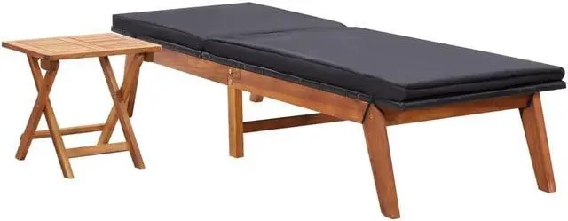 Alt view image 2 of 14 - vidaXL Patio Lounge Chair with Table and Cushion Poly Rattan Solid Acacia Wood