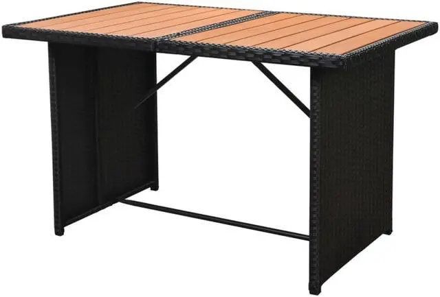 Alt view image 7 of 7 - vidaXL Patio Furniture Set 7 Piece Outdoor Sofa and Table Poly Rattan Black