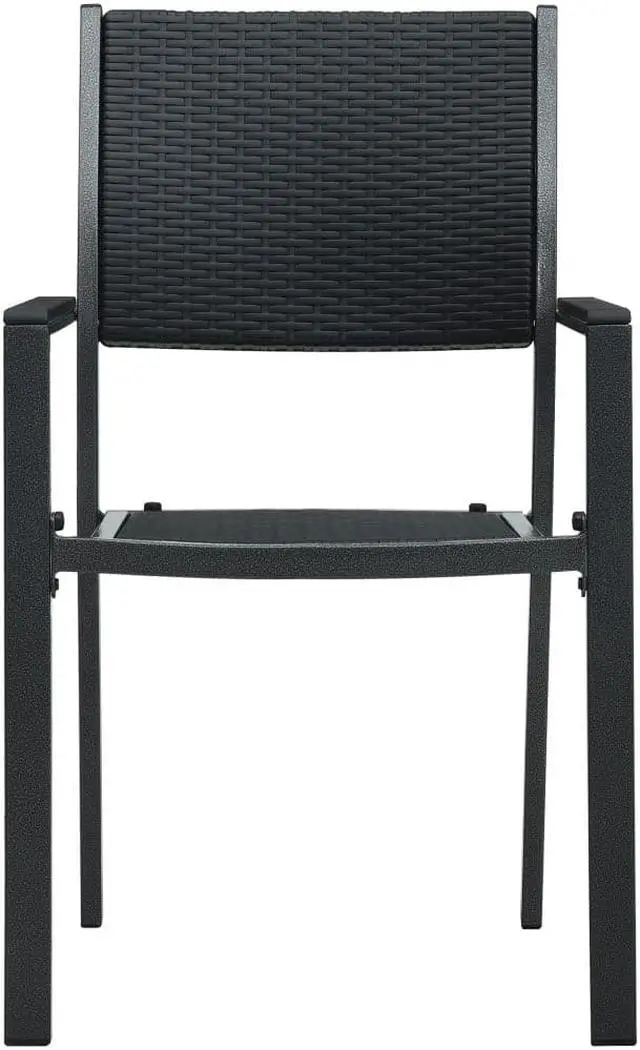 Alt view image 7 of 14 - vidaXL Garden Chairs 4 pcs Black Plastic Rattan Look