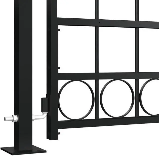 Alt view image 3 of 8 - vidaXL Fence Gate with Arched Top and 2 Posts 41.3"x80.3" Black Garden Barrier